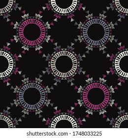 Aztec elements. Seamless pattern. Geometry. Design with manual hatching. Ethnic boho ornament. Vector illustration for web design or print.