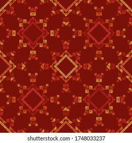 Aztec elements. Seamless pattern. Geometry. Design with manual hatching. Ethnic boho ornament. Vector illustration for web design or print.