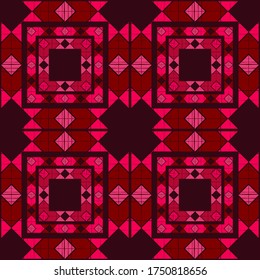 Aztec elements. Seamless pattern. Geometry. Design with manual hatching. Textile. Ethnic boho ornament. Vector illustration for web design or print.