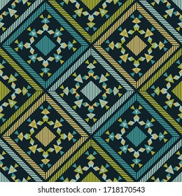 Aztec elements. Striped triangles. Ethnic boho ornament. Seamless background. Tribal motif. Vector illustration for web design or print.