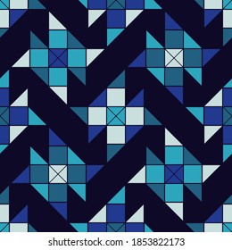 Aztec elements from triangles. Seamless pattern. Textile. Ethnic boho ornament. Vector illustration for web design or print.