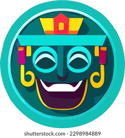 Aztec emoji emoticon icon vector 