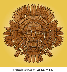 Aztec Empire Vector Illustration Ancient 