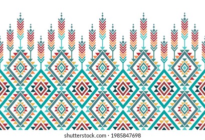 Aztec ethnic African seamless pattern. Native fabric carpet mandala ornament boho American chevron textile decoration. Geometric embroidery vector illustrations background. Aztec style patterns design