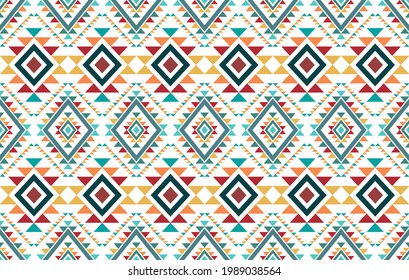 Aztec ethnic African seamless pattern. Native fabric carpet mandala ornament boho American chevron textile decoration. Geometric embroidery vector illustrations background. Aztec style patterns design