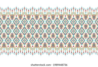 Aztec ethnic African seamless pattern. Native fabric carpet mandala ornament boho American chevron textile decoration. Geometric embroidery vector illustrations background. Aztec style patterns design