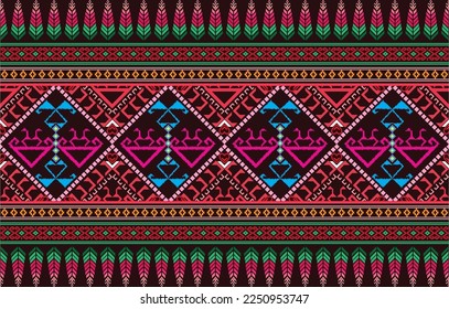 Aztec ethnic background design vector with a seamless pattern. Traditional motifs are illustrated. Element of a seamless pattern template
