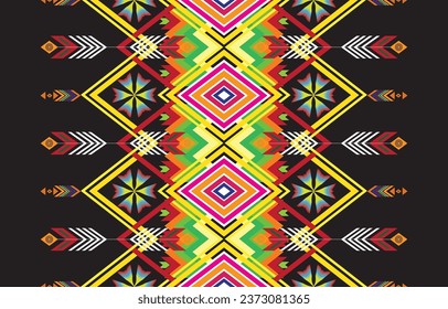 Vector de diseño de fondo étnico azteca con un patrón impecable. Se ilustran los motivos tradicionales. Elemento de una plantilla de patrón transparente