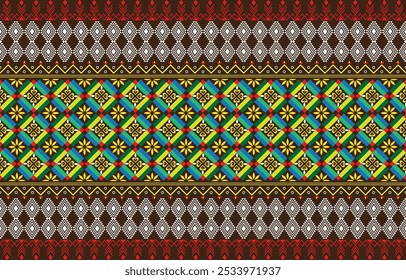 Aztec ethnic background design vector with a seamless pattern. Traditional motifs are illustrated. Element of a seamless pattern template