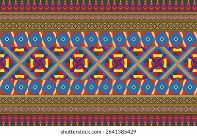 Aztec ethnic background design vector with a seamless pattern. Traditional motifs are illustrated. Element of a seamless pattern template