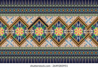 Aztec ethnic background design vector with a seamless pattern. Traditional motifs are illustrated. Element of a seamless pattern template