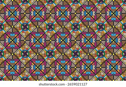 Vector de diseño de fondo étnico azteca con un patrón sin costuras. Se ilustran motivos tradicionales. Elemento de una Plantilla de patrón sin costuras