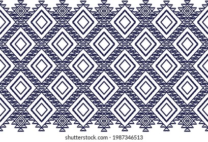 Aztec ethnic geometric seamless pattern design. Ikat fabric carpet mandala ornament native boho chevron textile decoration. Ethnic patterns embroidery African American Indian style vector illustration