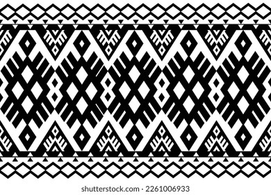 Aztec ethnic geometric seamless pattern. Tribal traditional style with black and white color. Designed for clothing, carpet, fashion, home decor, textile, fabric, wrapping,  texture, background,print.