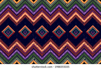 Aztec ethnic Indian seamless pattern design.fabric carpet mandala ornament native boho chevron textile decoration. Ikat geometric patterns African American style embroidery vector illustrations.