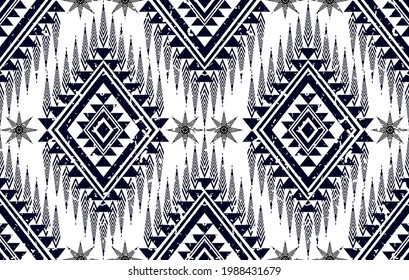 Aztec ethnic Indian seamless pattern design. fabric carpet mandala ornament native boho ikat chevron textile decoration wallpaper. Geometric embroidery African American vector illustrations patterns