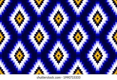 Aztec ethnic Indian seamless pattern design. Ikat fabric carpet mandala ornament native boho chevron textile decoration. Geometric African American texture embroidery patterns vector illustrations.