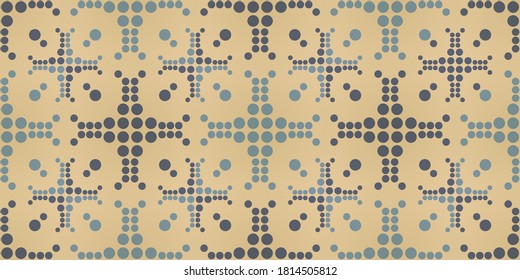 Aztec ethnic motifs circle dots tile vector seamless pattern. Vintage textile print graphic design. Geometric fabric print or tile dots ethnic tribal motifs seamless pattern, circles ornament.