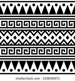 Aztec ethnic pattern in black and white color