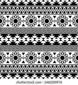 Aztec Ethnic Pattern Black White Color Stock Vector (Royalty Free ...