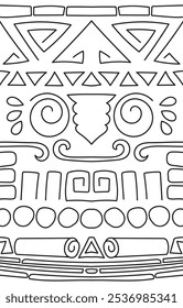 Aztec ethnic pattern geometric seamless black lines on a white background for the edge