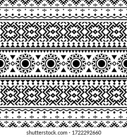 Aztec ethnic Pattern illustration design vector in black white color. Aztec background texture design