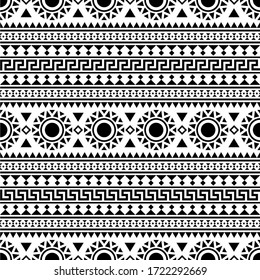 Aztec ethnic Pattern illustration design vector in black white color. Aztec background texture design