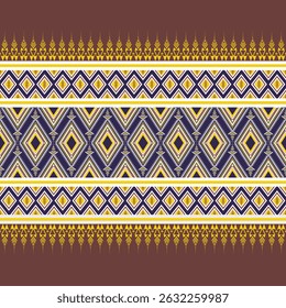 Patrón étnico azteca. Tribal abstracto tradicional de Ikat en el fondo rojo, ornamento inconsútil geométrico. Decoración de bordes. Diseño para el Fondo de pantalla, materia textil, tela, ropa, batik, alfombra, Sarong