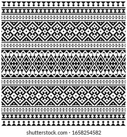 Aztec ethnic seamless pattern design in black and white color. Ethnic Illustration vector background