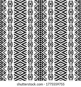 Aztec ethnic seamless pattern design in black and white color. Ethnic Illustration vector.