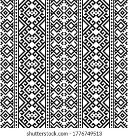 Aztec ethnic seamless pattern design in black and white color. Ethnic Illustration vector.