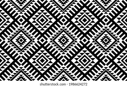 Patrón sin costura de la etnia azteca. Moqueta de tela geométrica que adorna la decoración textil nativa de boho chevron. Patrones indios afroamericanos estilo bordado ilustraciones vectoriales fondo.
