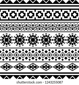 Aztec ethnic Seamless Pattern Vector. Inca Motif background decor in Monochrome color