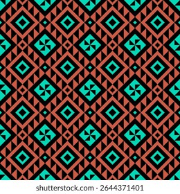 Aztec carré ethnique noir vert cubique géométrique abstrait pattern.Seamless Embroidery style.Design pour arrière-plan fond d'écran, vêtements, enveloppement, tissu, couverture, textile, print.Tribal motif.illustration vectorielle