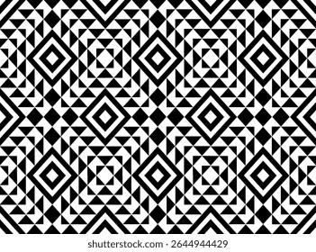 Aztec carré ethnique noir blanc cubique géométrique abstrait pattern.Seamless Embroidery style.Design pour arrière-plan fond d'écran, vêtements, enveloppement, tissu, couverture, textile, print.Tribal motif.illustration vectorielle