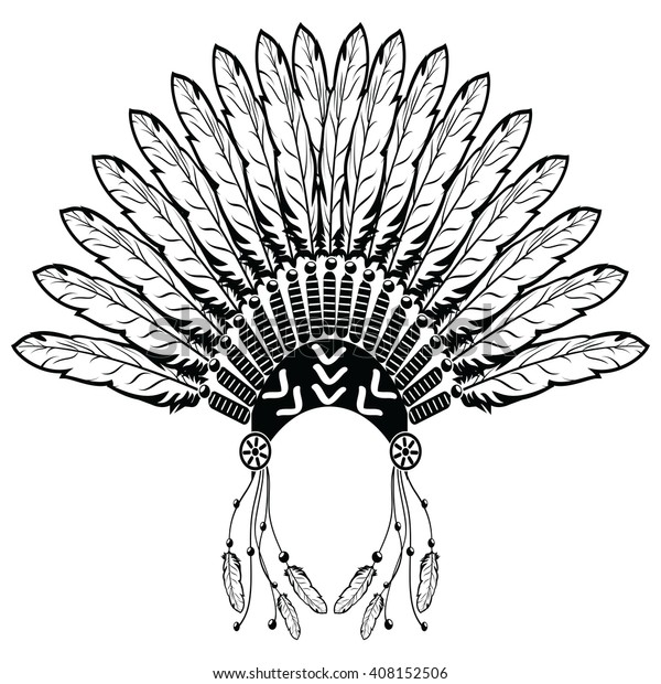 Aztec Ethnic Style Headdress Plain Feathers Stock Vector (Royalty Free ...