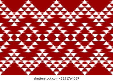 Aztec ethnic tribal pattern art. Ethnic ikat red seamless pattern. American and Mexican style. Design for background, wallpaper, illustration, fabric, clothing, carpet, textile, batik, embroidery.