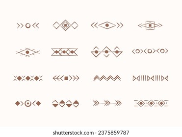 Aztec ethnic vector decorative element set. Native American, Mexican, wild west clipart.