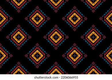 Aztec fabric carpet boho mandalas textile decorate wallpaper. Ikat ethnic seamless pattern decoration design. Tribal native motif decorative elements traditional embroidery vector background 