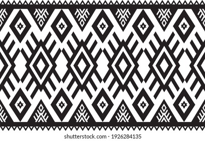 Aztec Fabric Pattern Background With Black And White For Cloth Fashion. Geometric Aztec Style. Mosaic On The Tile. American African Moroccan Pattern Design. Ethnic Carpet. Native Abstract Pattern.