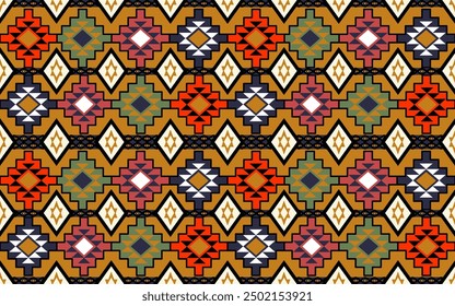 Aztec fabric pattern background for cloth fashion. Geometric Aztec style. Mosaic on the tile. American African Moroccan pattern design. Ethnic carpet. Native abstract pattern.