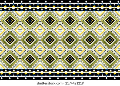 Aztec fabric pattern texture design. yellow black blue textile tile floor, carpet, pillow case. Tribal seamless mosaic.