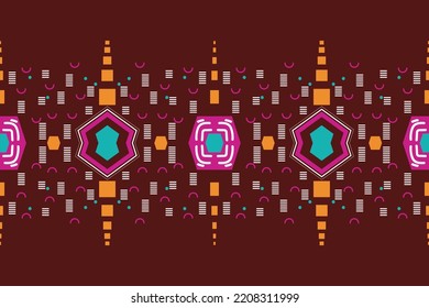 Tela azteca Diseño de patrón sin costura Diseño geométrico l para el fondo. Borde popular, indio, escandinavo, gitano, mexicano, africano, tapicería.