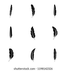 Aztec feather icon set. Simple set of 9 aztec feather vector icons for web design on white background