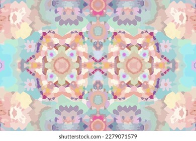 Aztec floral seamless pattern pastel tone. Abstract traditional folk old ancient antique tribal ethnic graphic line. Ornate elegant luxury vintage retro modern minimal style for texture textile fabric