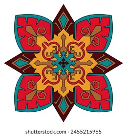 Aztec flower decoration graphic element red flower