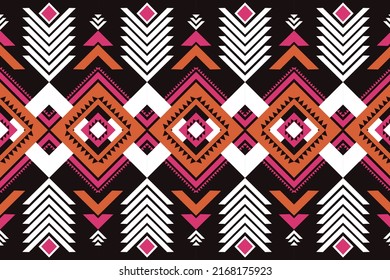 Aztec geometric art, Ethnic vector abstract black background. Seamless pattern in tribal, folk embroidery, African style, ornament print,Design for carpet, wallpaper,clothing, wrapping, fabric,textile
