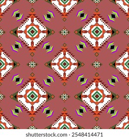 Aztec geometric art ornament print, Design for carpet , cover, wallpaper, wrapping, fabric, clothing,  Abstract Ethnicart, Seamless pattern in tribal, folk embroidery, and Mexican style