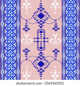 Aztec geometric art ornament print, Design for carpet , cover, wallpaper, wrapping, fabric, clothing,  Abstract , Seamless pattern in tribal, folk embroidery, and Mexican style