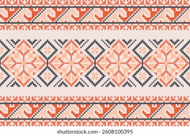 Aztec geometric art ornament.Embroidery ethnic oriental pixel art pattern.Ethnic geometric fabric pattern Cross Stitch.Abstract,vector,illustration,Texture,frame,decoration,motifs,silk wallpaper